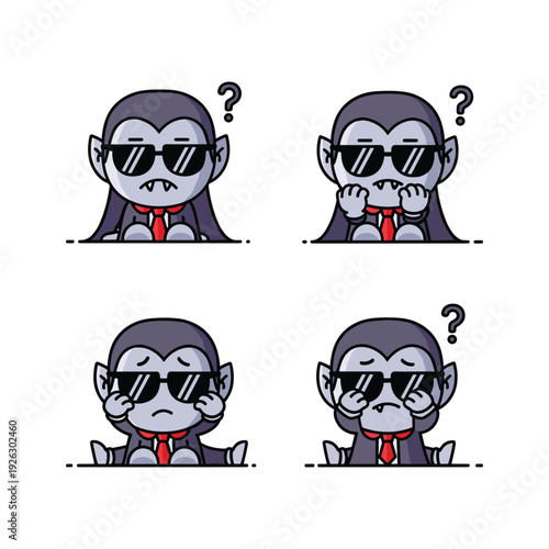 Confused monkey character in suit with question marks, puzzled expression, cartoon style