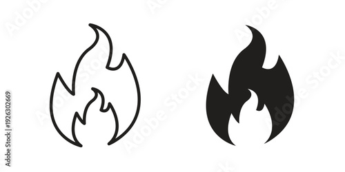 Fire icon elements. A modern flat and line icons set