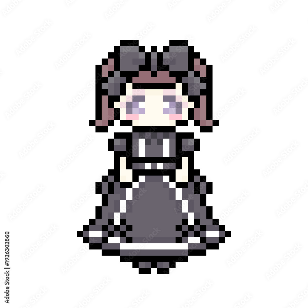 Fototapeta premium ピクセルアートなロリィタファッションの女の子⭐︎PNG