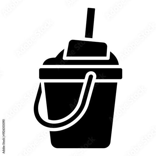 Bucket and spade set, beach bucket toy glyph solid icon