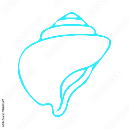 Blue Conch Shell Outline