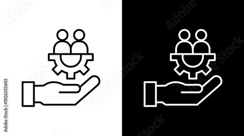 Friendship Support Outline White Icon Set Design