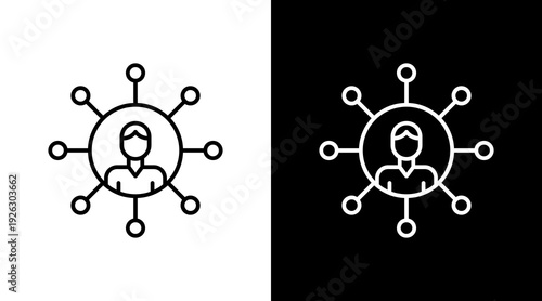 Friendship Network Outline White Icon Set Design