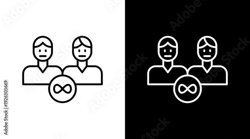 Childhood Friends Outline White Icon Set Design