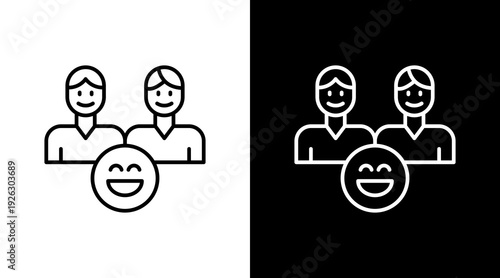 Friendship Smile Outline White Icon Set Design