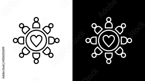 Friendship Circle Outline White Icon Set Design