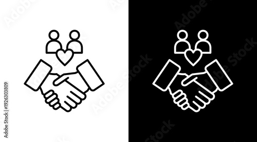 Friendship Loyalty Outline White Icon Set Design