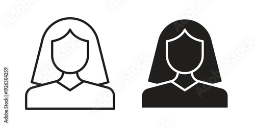 Girl icon elements. A modern flat and line icons set