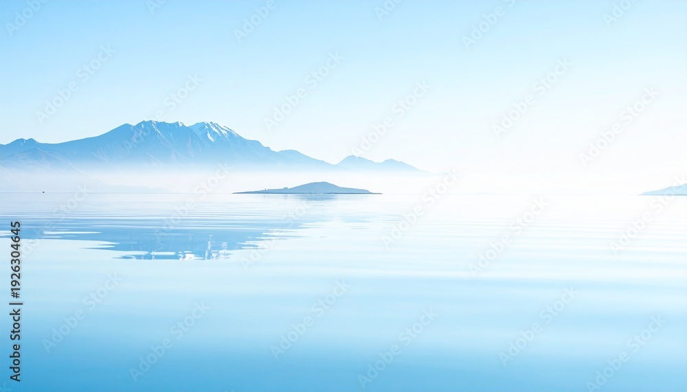 Fototapeta premium Calm Water Surface Reflection in Powder Blue Pastel