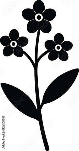 Forget Me Not silhouette vector art Illustration