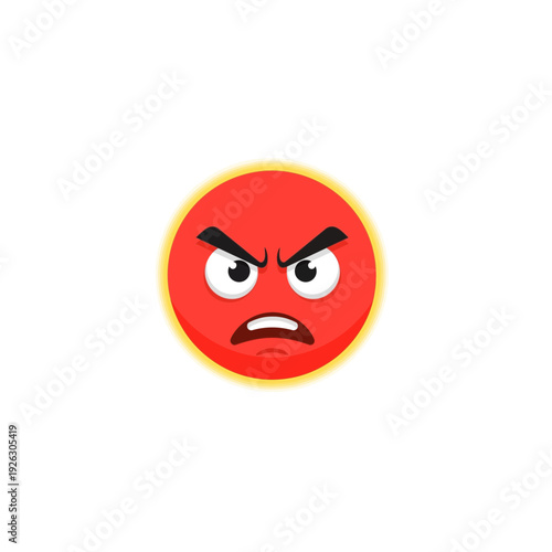 Angry Red Face Emoji Icon with Fierce Expression