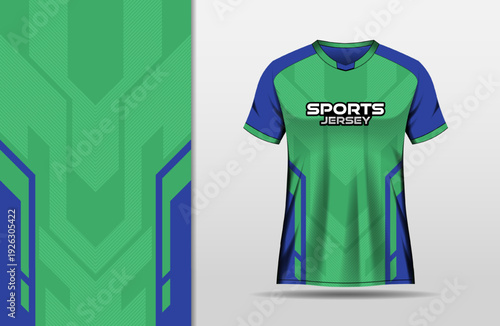 Modern sports jersey design with blue and green background