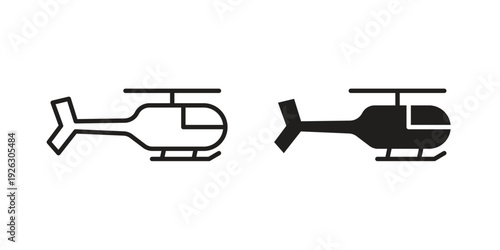 Helicopter icon elements. A modern flat and line icons set