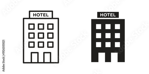 hotel icon elements. A modern flat and line icons set