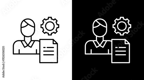 Administrative Support Outline White Icon Set Design