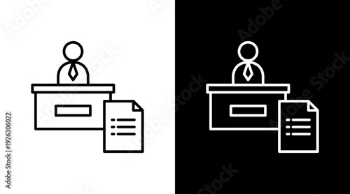 Office Administration Outline White Icon Set Design