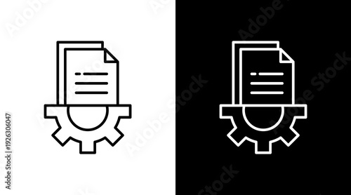 Document Management Outline White Icon Set Design