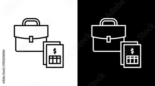 Business Administration Outline White Icon Set Design