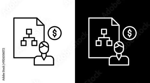 Administrative Planning Outline White Icon Set Design