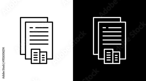 Office Documentation Outline White Icon Set Design