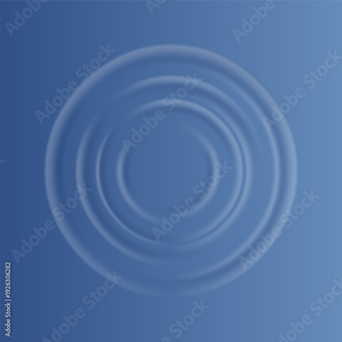 Water ripple effect top view. Realistic caustic drop or sound wave splash effect, concentric circles in puddle. Vector round wave surface