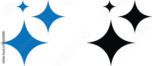 Generative AI Sparkle Icon Set with Magic Star Symbols for Artificial Intelligence Logo Design, Blue and Black Minimal Vector Sign for Automation, Innovation and Smart Technology Branding