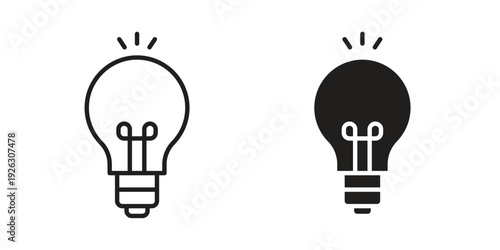 Lightbulb icon elements. A modern flat and line icons set