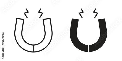 Magnet icon elements. A modern flat and line icons set