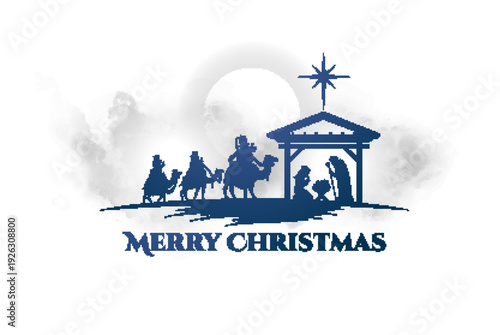Nativity scene silhouette icons set