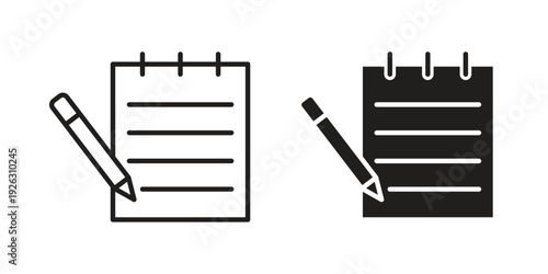 Notepad icon elements. A modern flat and line icons set