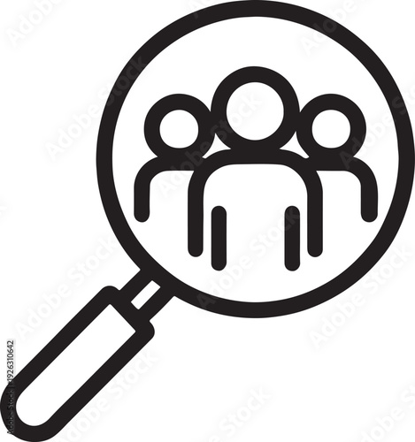 Magnifying glass searching for professional candidates icon