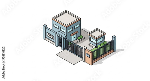 Isometric Illustration of Modern House.