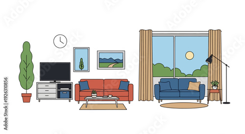 Cozy living room interior with modern furniture