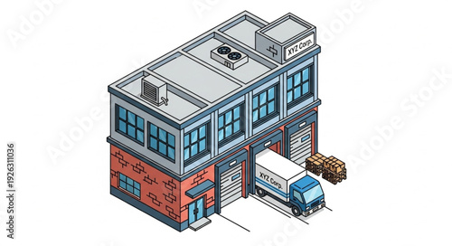 Isometric Illustration of Urban Building.