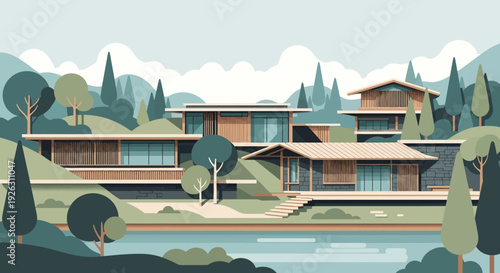 Modern House by the Lake with Wooden Exterior