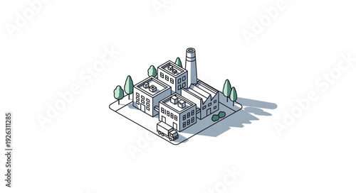 Isometric Illustration of a Building Complex.