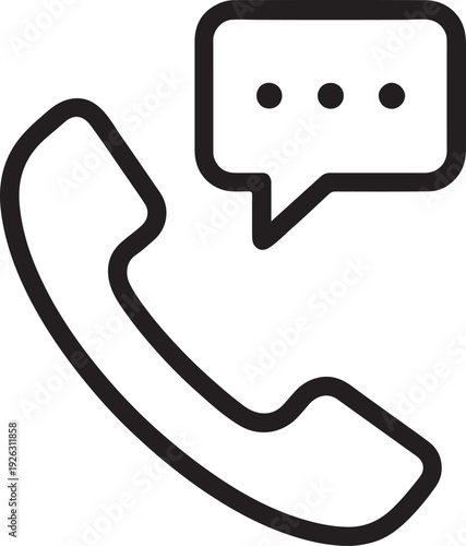 Telephone handset with speech bubble for contact