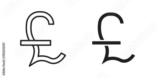 Pound icon elements. A modern flat and line icons set