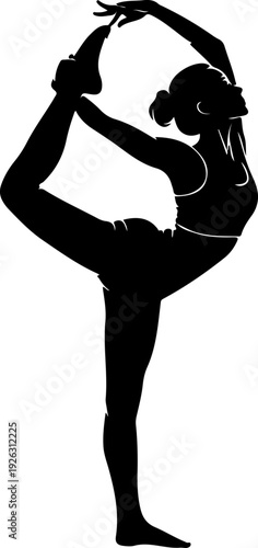 Black and White Silhouette of Female Gymnast Performing One Arm Handstand Split