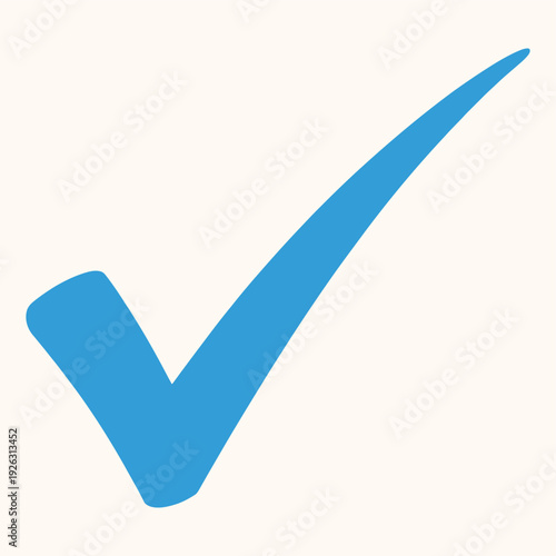 blue tick mark icon symbol, verified social media badge with check sign, digital approval concept for online profile authentication and trusted account status.