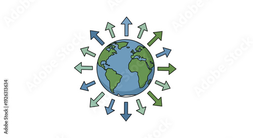Global Arrows Illustrating Worldwide Connection and Movement, Eco-Friendly Concepts