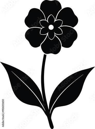 Pulmonaria Flower Flat Icon Style Silhouette Vector Art Illustration