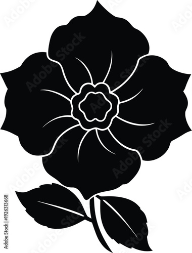 Rock Rose Flat Icon Style Silhouette Vector Art Illustration