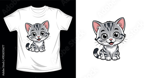 Cat graphic vector art t-shirt design print template