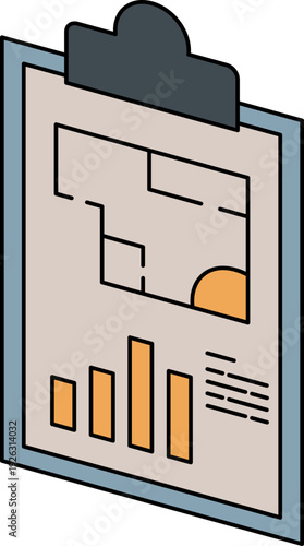 Business presentation with charts and graphs on clipboard