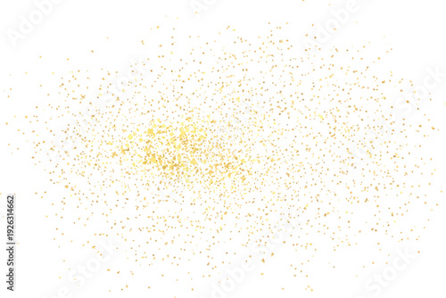 Abstract golden powder splash or gold spangles on white.Gold glitter dust texture isolated on white background