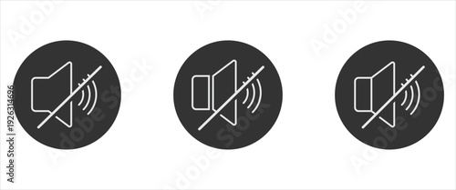 Audio sound mute sign isolated on a white background. Vector volume icon set used for device volume control and web design as visual symbol.