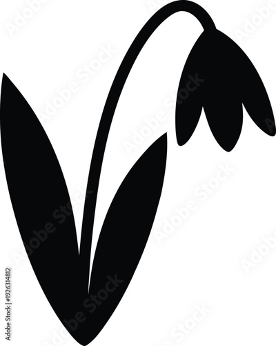 Snowdrop Flat Icon Style Silhouette Vector Art Illustration