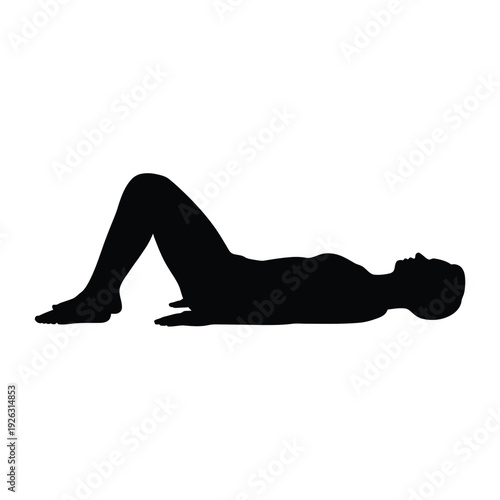 Silhouette of a person lying supine with knees bent and feet flat