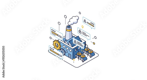 Isometric Industrial Factory Machine Diagram.